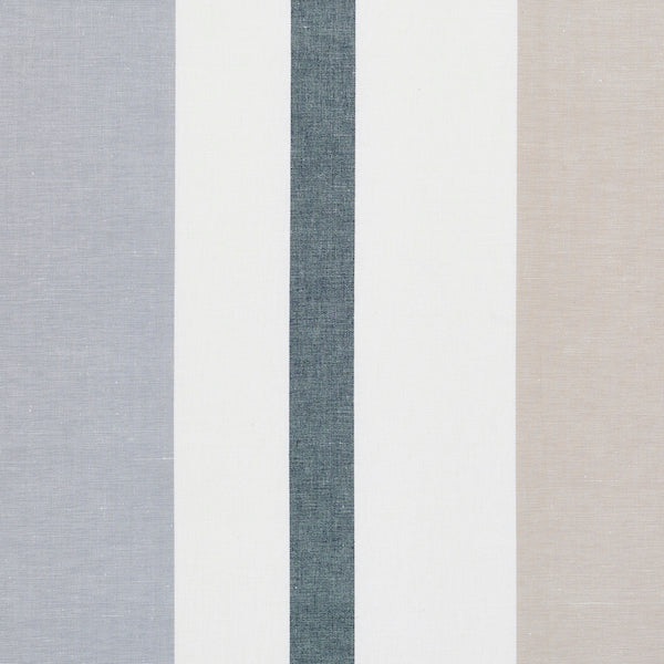 Schumacher Fabric 79660 Lolland Linen Stripe Grey & Sand