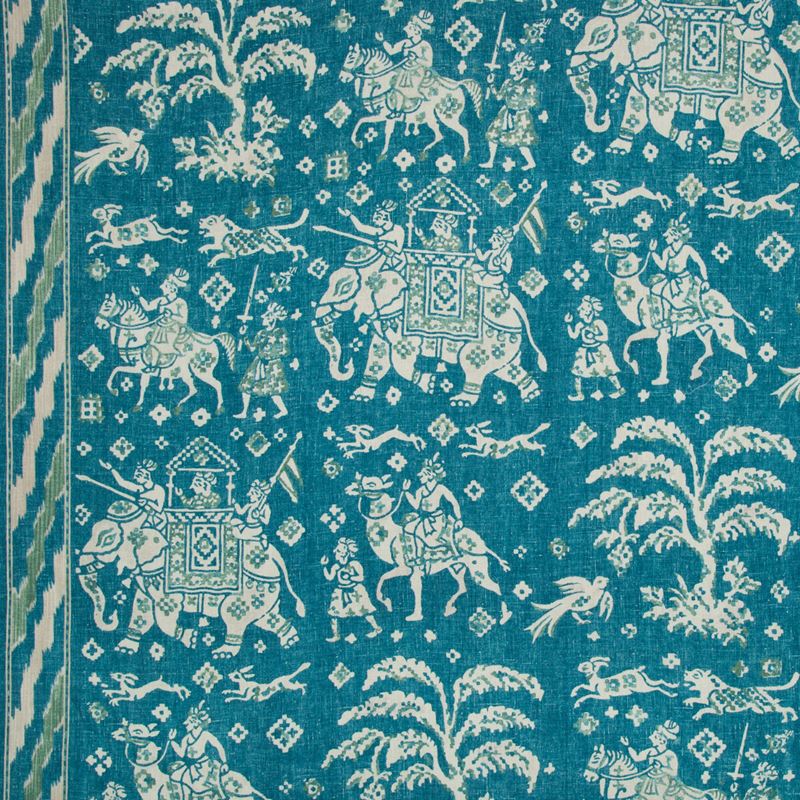 Brunschwig & Fils Fabric 8015175.133 Aralam Print Teal/Green
