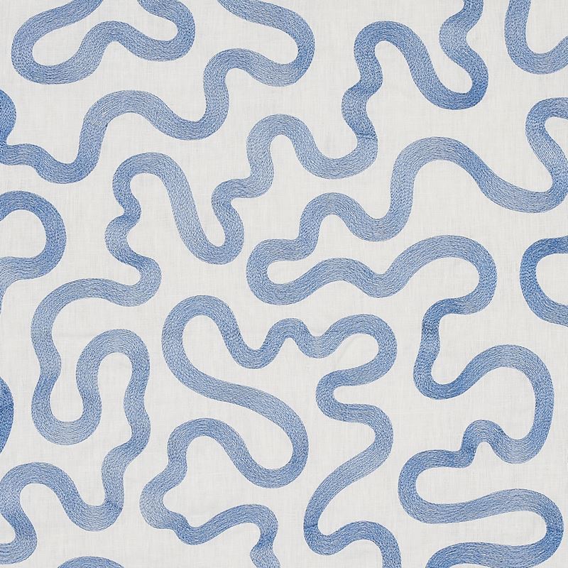 Schumacher Fabric 80790 Riley Embroidery Navy On Ivory