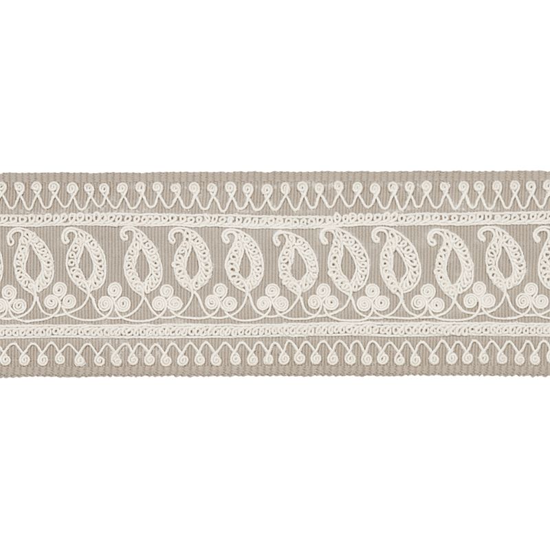 Schumacher Fabric Trim 81231 Paisley Embroidered Tape Sand