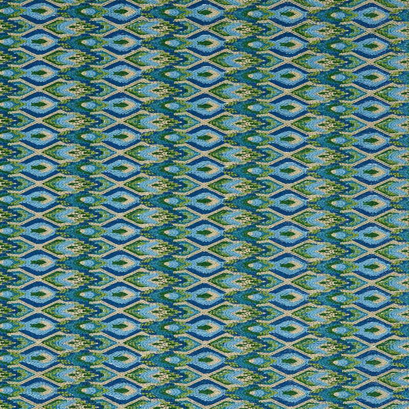 Schumacher Fabric 81470 Lorikeet Embroidery Peacock