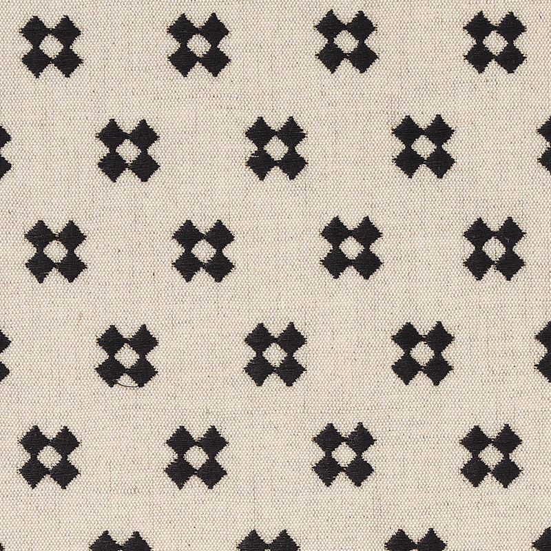Schumacher Fabric 82120 Thandie Embroidery Carbon On Natural