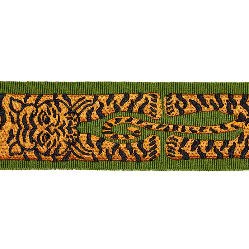 Schumacher Fabric 82511 Le Tigre Embroidered Trim Green