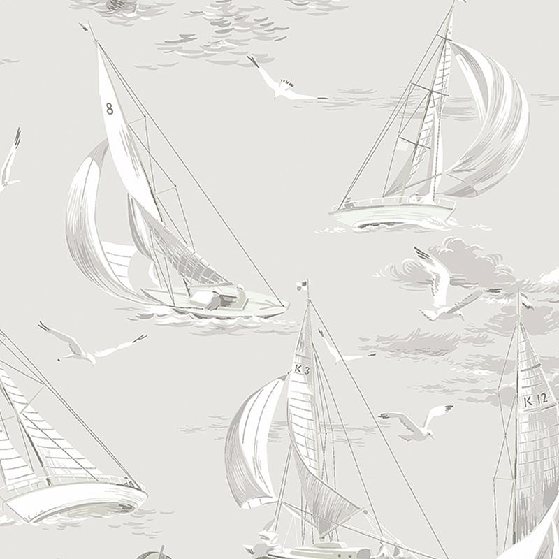 Schumacher Wallpaper 8855 Sailboats Grey