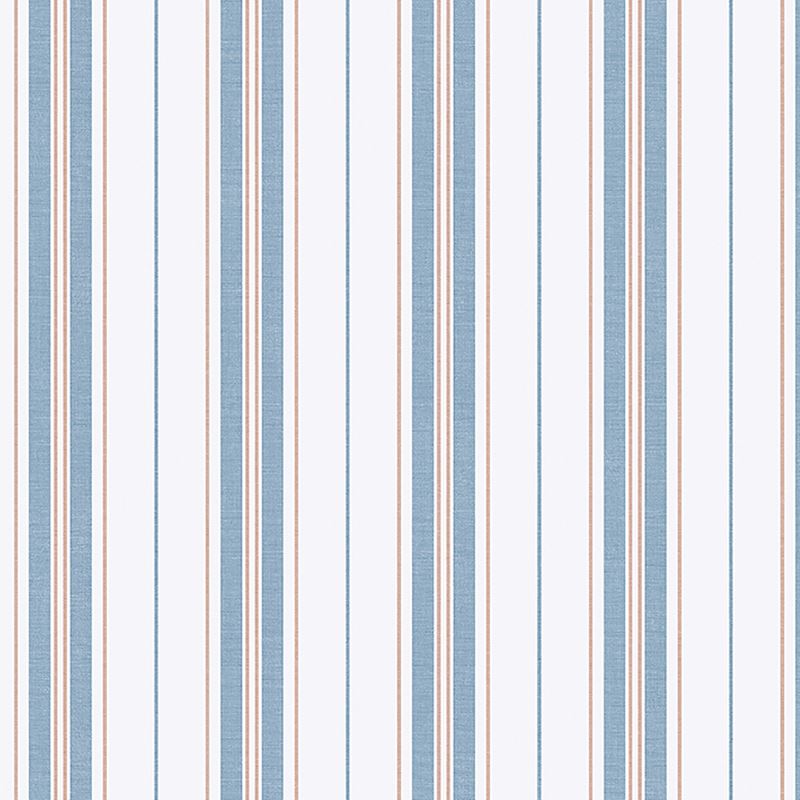Schumacher Wallpaper 8874 Hamnskã„R Stripe Blue and Red