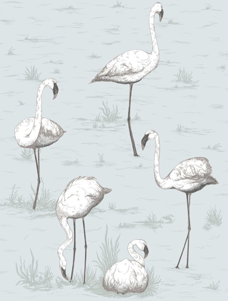 Cole & Son Wallpaper 95/8047.CS Flamingos Charcoal/Aqua