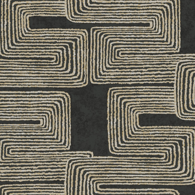 York AG2032 Black & Gold Zulu Thread Wallpaper