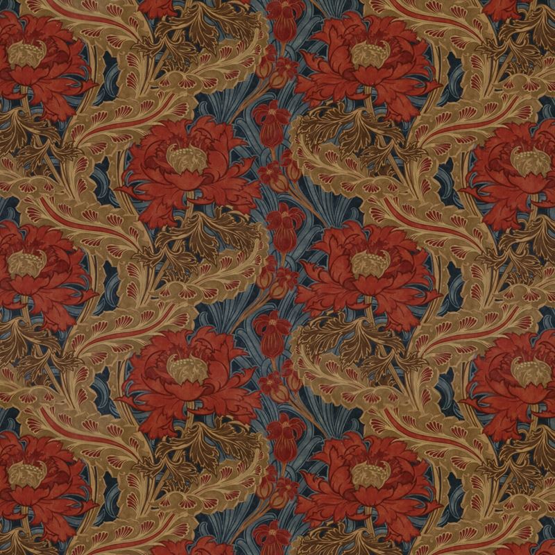 G P & J Baker Fabric BP10970.2 Brantwood Velvet Red/Blue