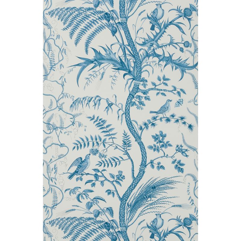 Brunschwig & Fils Wallpaper BR-69518.222 Bird and Thistle Blue