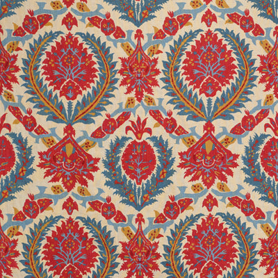 Brunschwig & Fils Fabric BR-700018.147 Zenobia Linen Print Pompeian Red/Blue