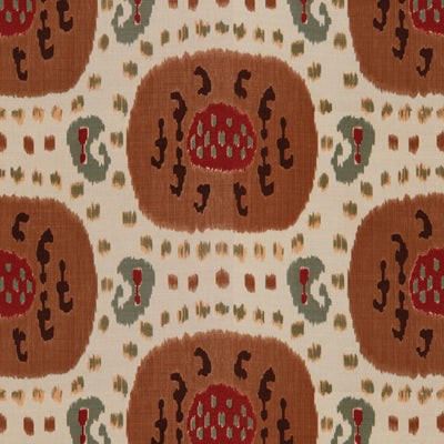 Brunschwig & Fils Fabric BR-71110.08 Samarkand Cotton and Linen Print Brown On Beige