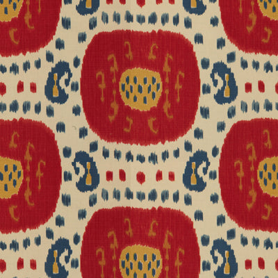 Brunschwig & Fils Fabric BR-71110.147 Samarkand Cotton and Linen Print Pompeian Red/Oxford Blue
