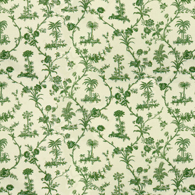 Brunschwig & Fils Fabric BR-79250.435 West Indies Toile Cotton Print Green On White