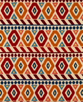 Brunschwig & Fils Fabric BR-79786.147 Uzbek Linen and Cotton Print Red/Gold/Blue