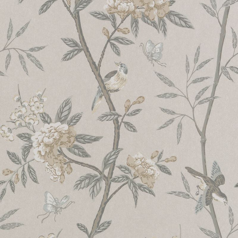 G P & J Baker Wallpaper BW45066.1 Peony & Blossom Dove/Silver