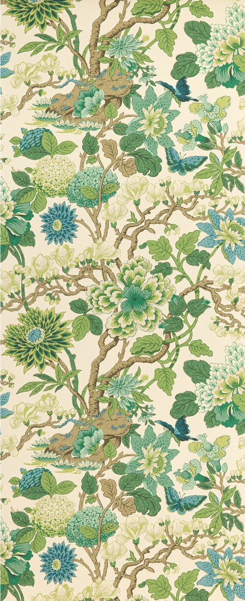 G P & J Baker Wallpaper BW45092.2 Magnolia Emerald/Teal