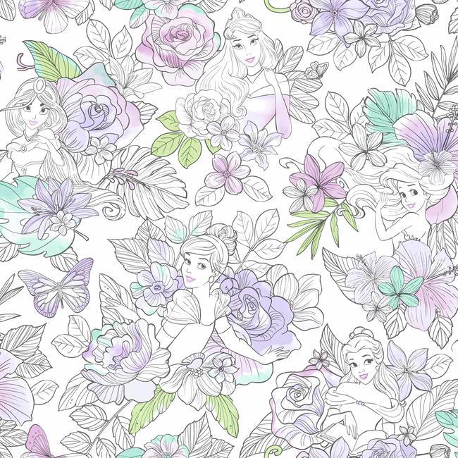 York Wallpaper DI0964 Disney Princess Royal Floral