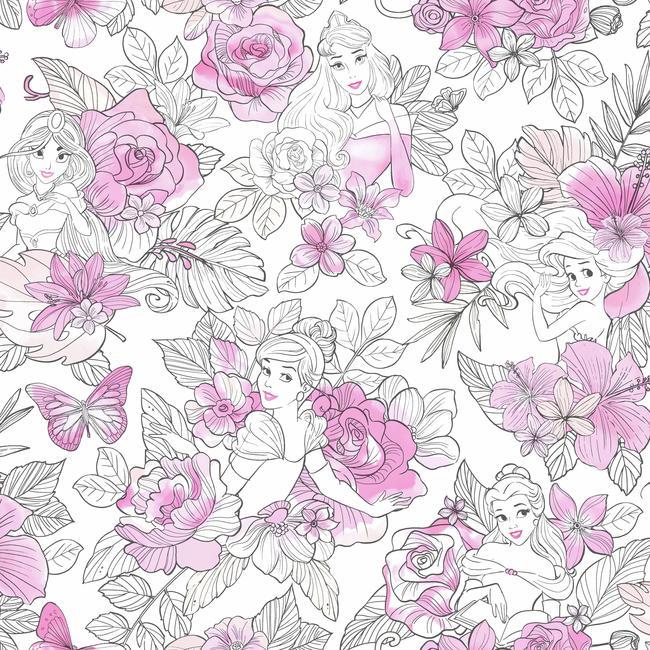 York Wallpaper DI0965 Disney Princess Royal Floral