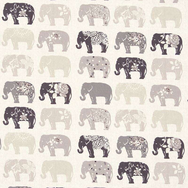Clarke and Clarke Fabric F0794-1 Elephants Natural