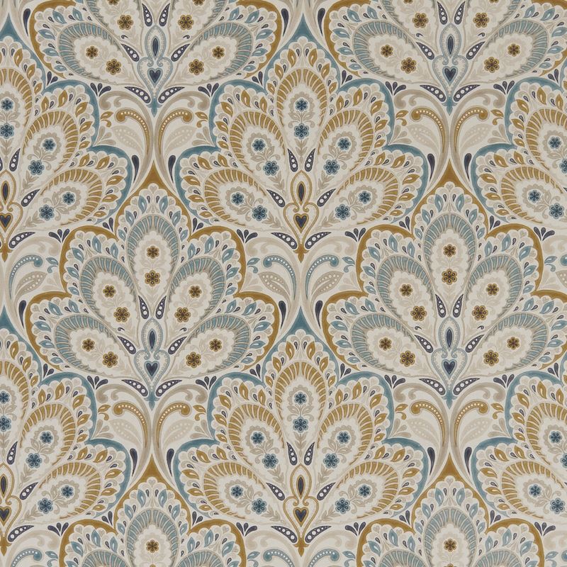 Clarke and Clarke Fabric F1332-5 Persia Teal/Spice