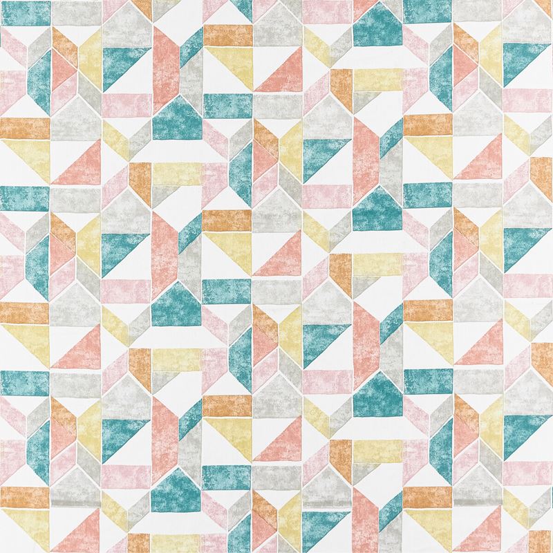 Clarke and Clarke Fabric F1464-2 Lanna Coral/Teal