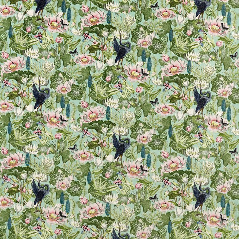 Clarke and Clarke Fabric F1591-3 Waterlily Velvet Mineral