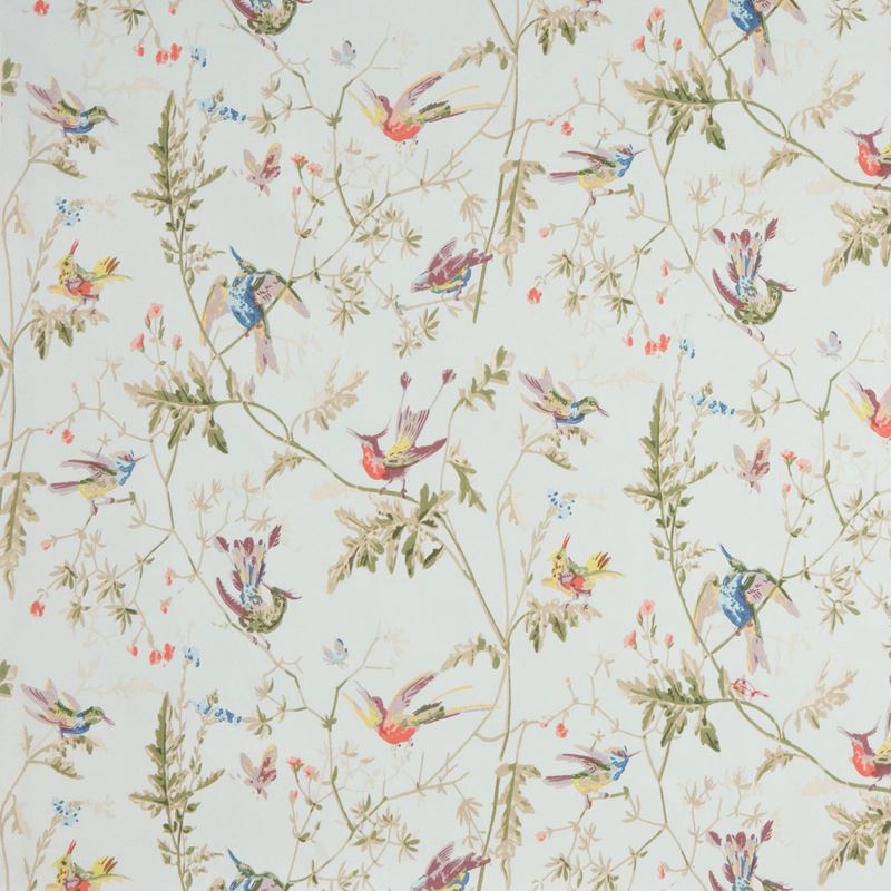 Cole & Son Fabric F62/1004.CS Hummingbirds Cotton Print Duck Egg