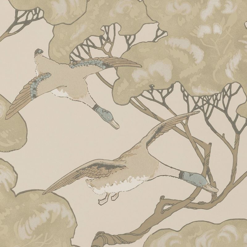 Mulberry Wallpaper FG090.J80 Flying Ducks Silver/Taupe