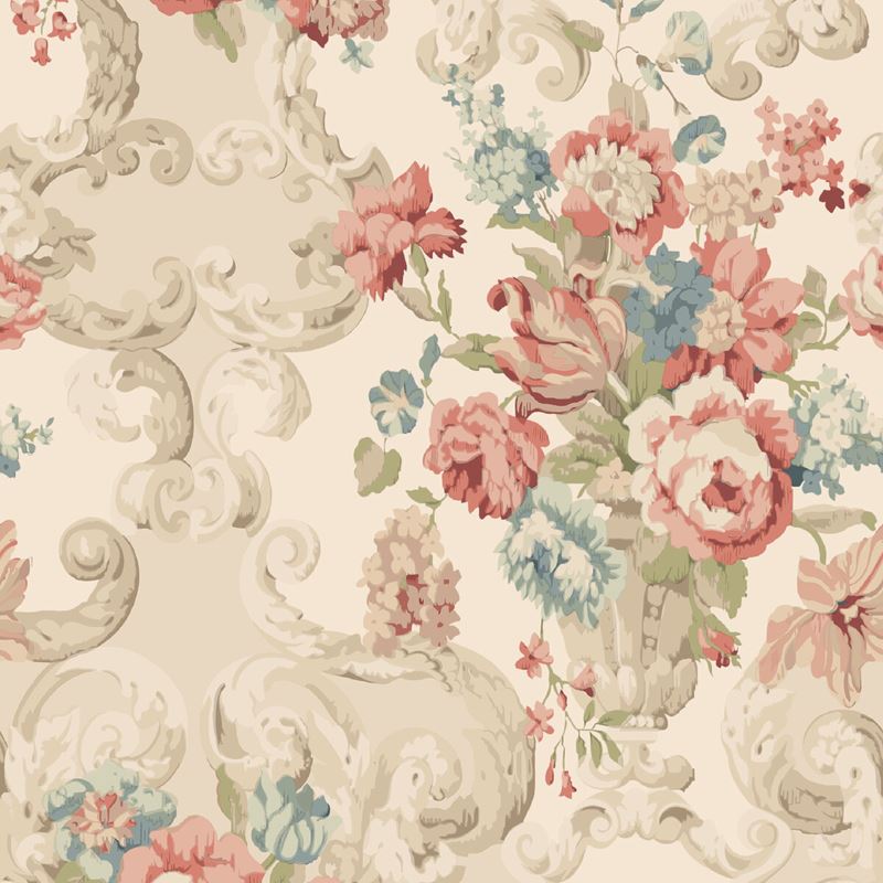Mulberry Wallpaper FG103.V117 Floral Rococo Red/Green