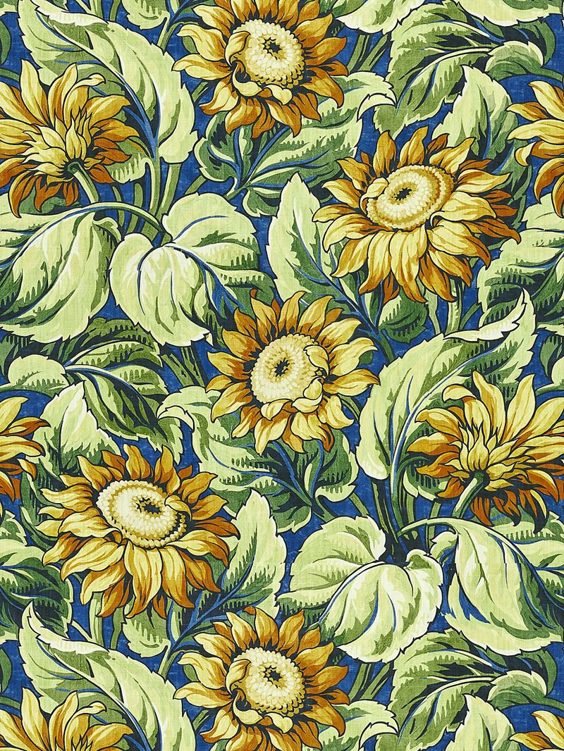 Scalamandre Fabric GW 000216631 Sunflower Print Cobalt
