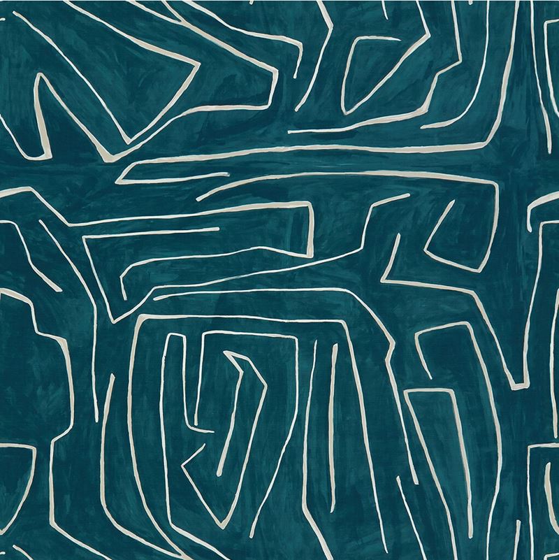 Groundworks Fabric GWF-3530.53 Graffito Teal/Pearl