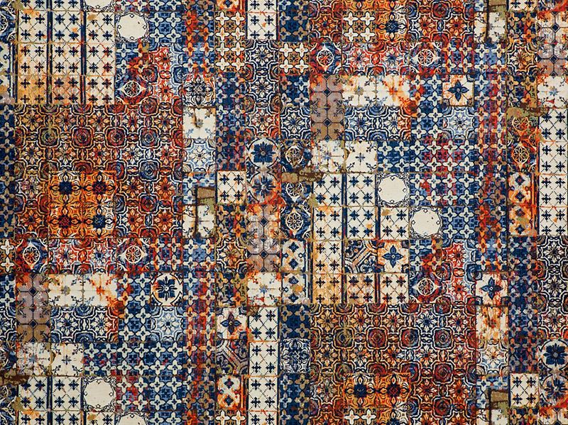 Scalamandre Fabric H0 00013463 Azulejos Tapestry Mandarine