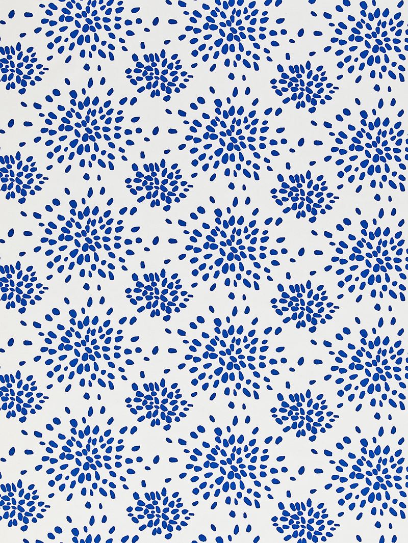 Scalamandre Fabric HN 000BF1020 Fireworks Cotton Print Blue On White