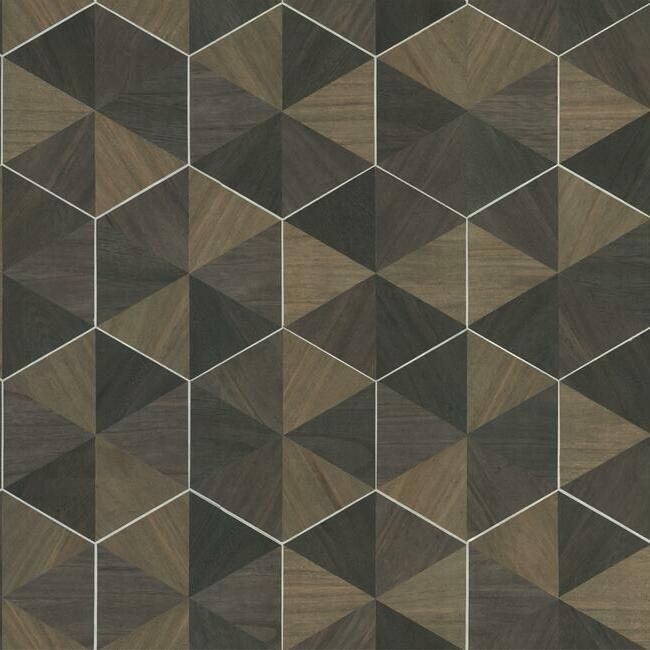 York HO2103 Hexagram Wood Veneer Wallpaper