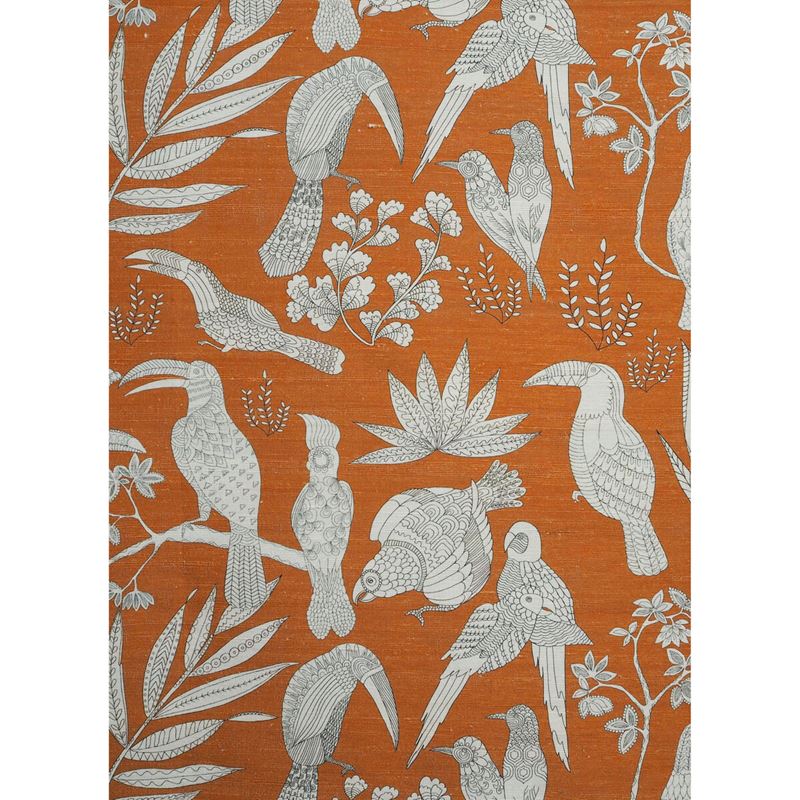Brunschwig & Fils Fabric JAG-50063.212 Silk Bird Arancia