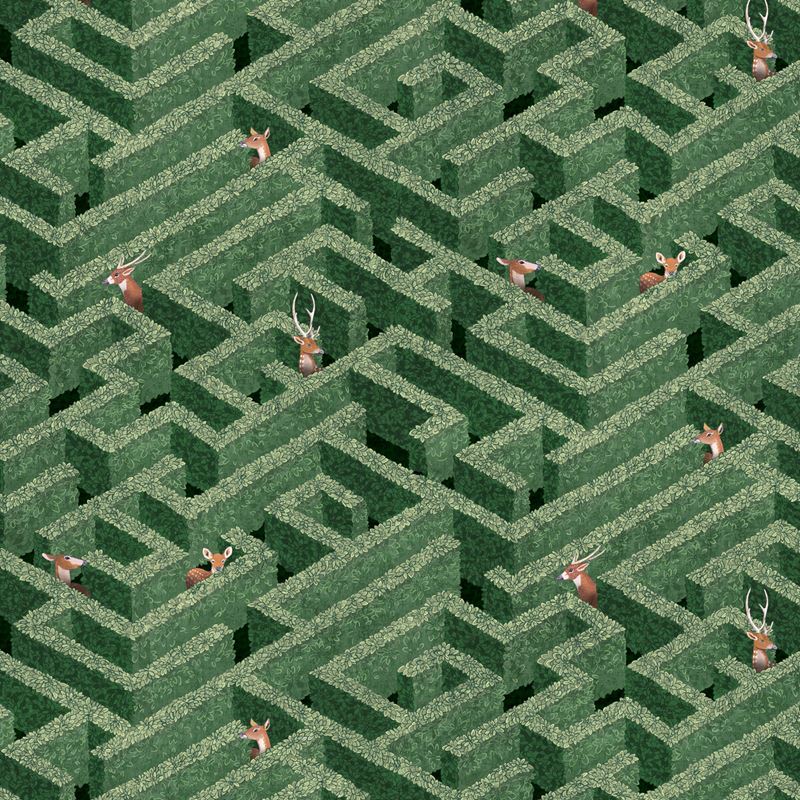 Kravet Couture Wallpaper JMW1009.01 Labyrinth With Deer