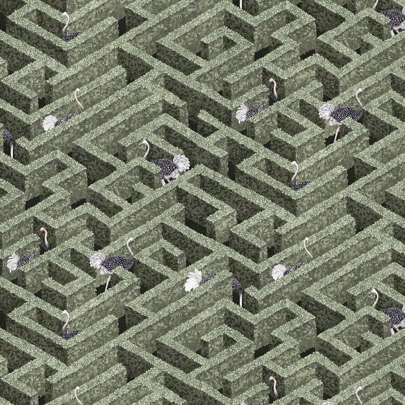 Kravet Couture Wallpaper JMW1010.01 Labyrinth With Ostriches