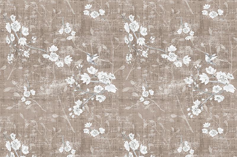 Scalamandre Fabric N4 1040BL10 Blossom Fantasia - Sheer Mocha