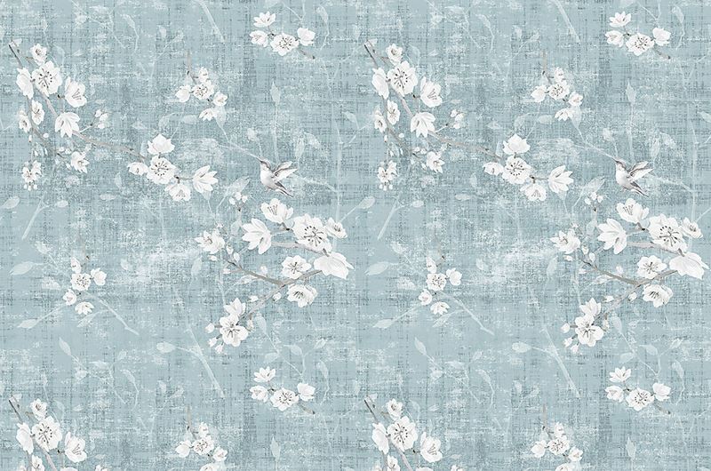 Scalamandre Fabric N4 1041BL10 Blossom Fantasia - Sheer Slate