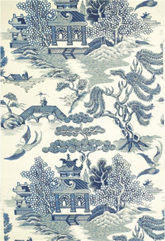 Lee Jofa Wallpaper P2009010.5 Willow Lake Blue/Cream