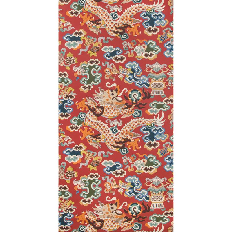 Brunschwig & Fils Wallpaper P8019113.195 Ming Dragon Claret
