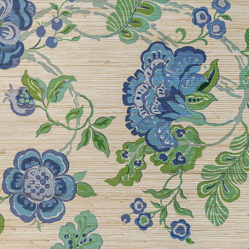 Lee Jofa Wallpaper PBFC-3527.530 Somerset Grasscloth Blue