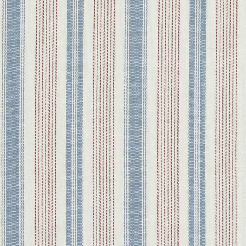 Baker Lifestyle Fabric PF50507.4 Purbeck Stripe Red/Blue