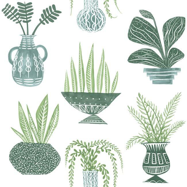 York PSW1249RL Plant Party Peel and Stick Wallpaper