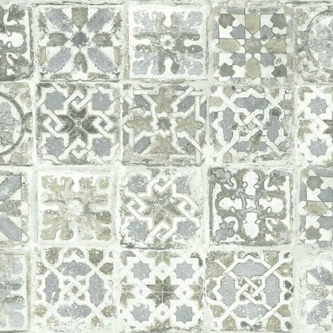 York PSW1301RL Encaustic Tile Peel and Stick Wallpaper