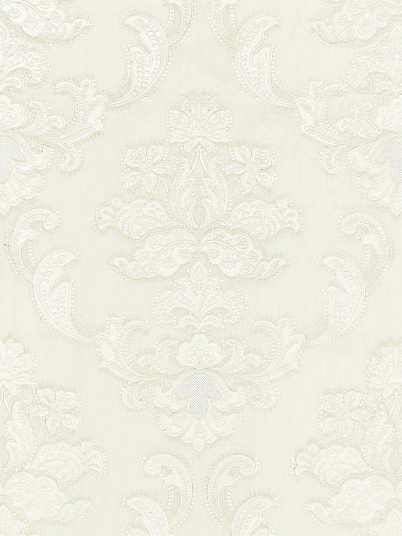 Scalamandre Fabric SC 000127160 Cornelia Damask Embroidery Ivory