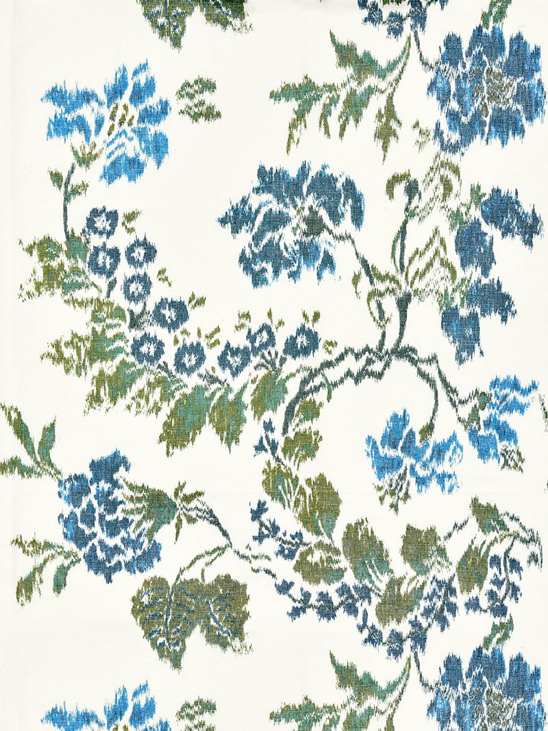 Scalamandre Fabric SC 000216611 Kew Gardens Warp Print Blues On Ivory