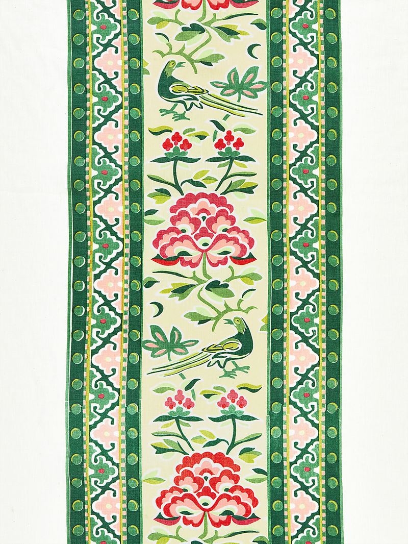 Scalamandre Fabric SC 000216613 Royal Peony Linen Print Spring Green