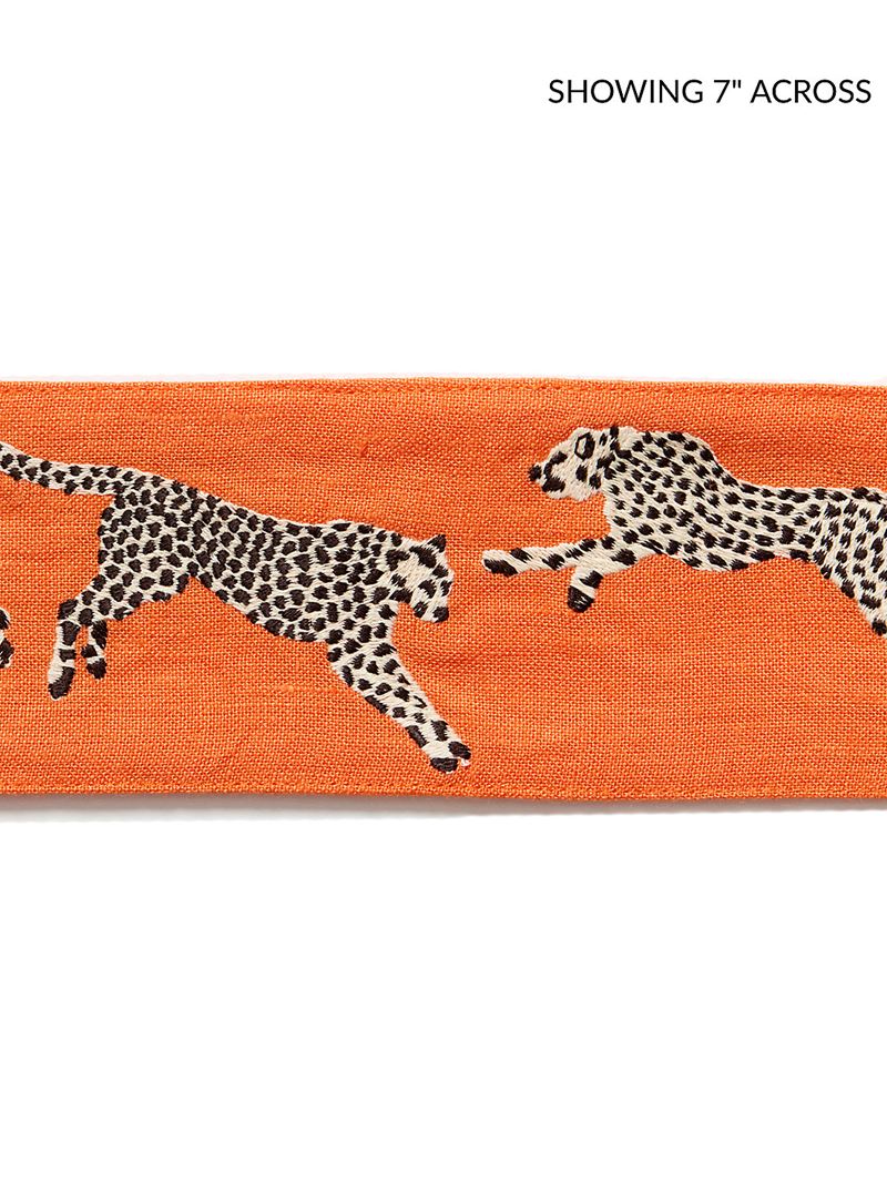 Scalamandre Fabric SC 0002T3331 Leaping Cheetah Embrdry Tape Clementine
