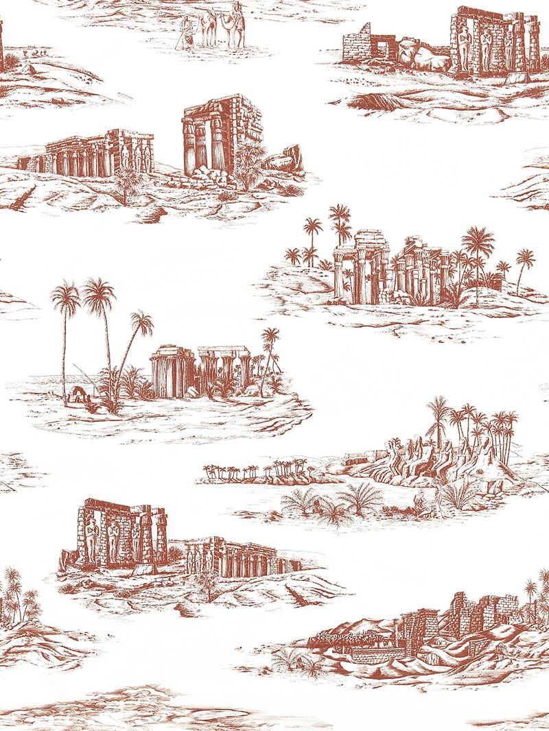 Scalamandre Fabric SC 000316635 Cairo Toile Red Clay